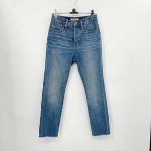 Madewell The Perfect Vintage Jeans Blue Size 25 Denim Raw Hem High Rise Cotton